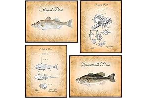 Framed Original Fishing Patent Wall Decor Set: Captivating River Art for Anglers