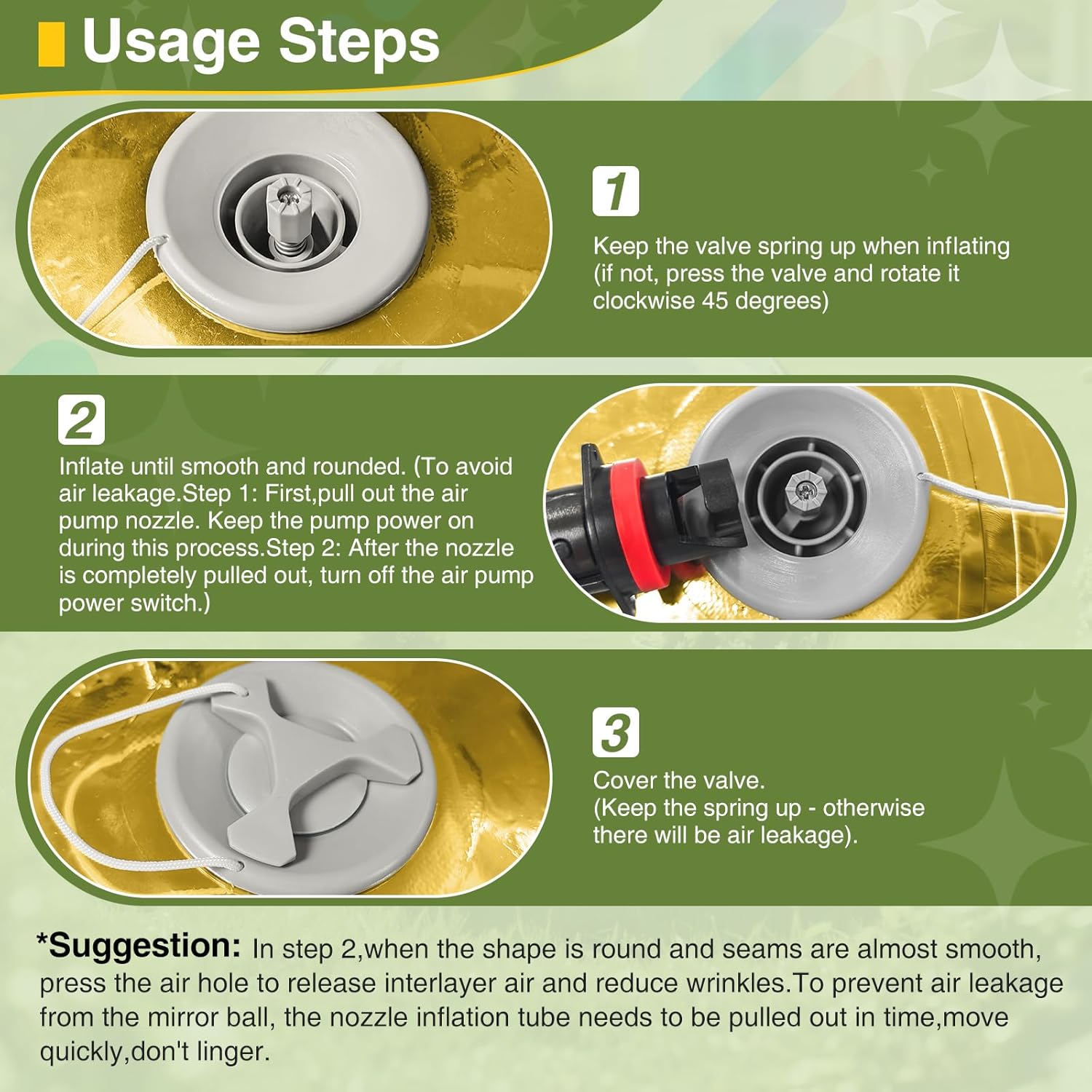 Inflatable Mirror Ball,Reusable Mirror Ball Large Event Decoration PVC Ball for Party,Concerts,Stage,Wedding Decorations - No Pump Included (Gold, 1pcs：1m)