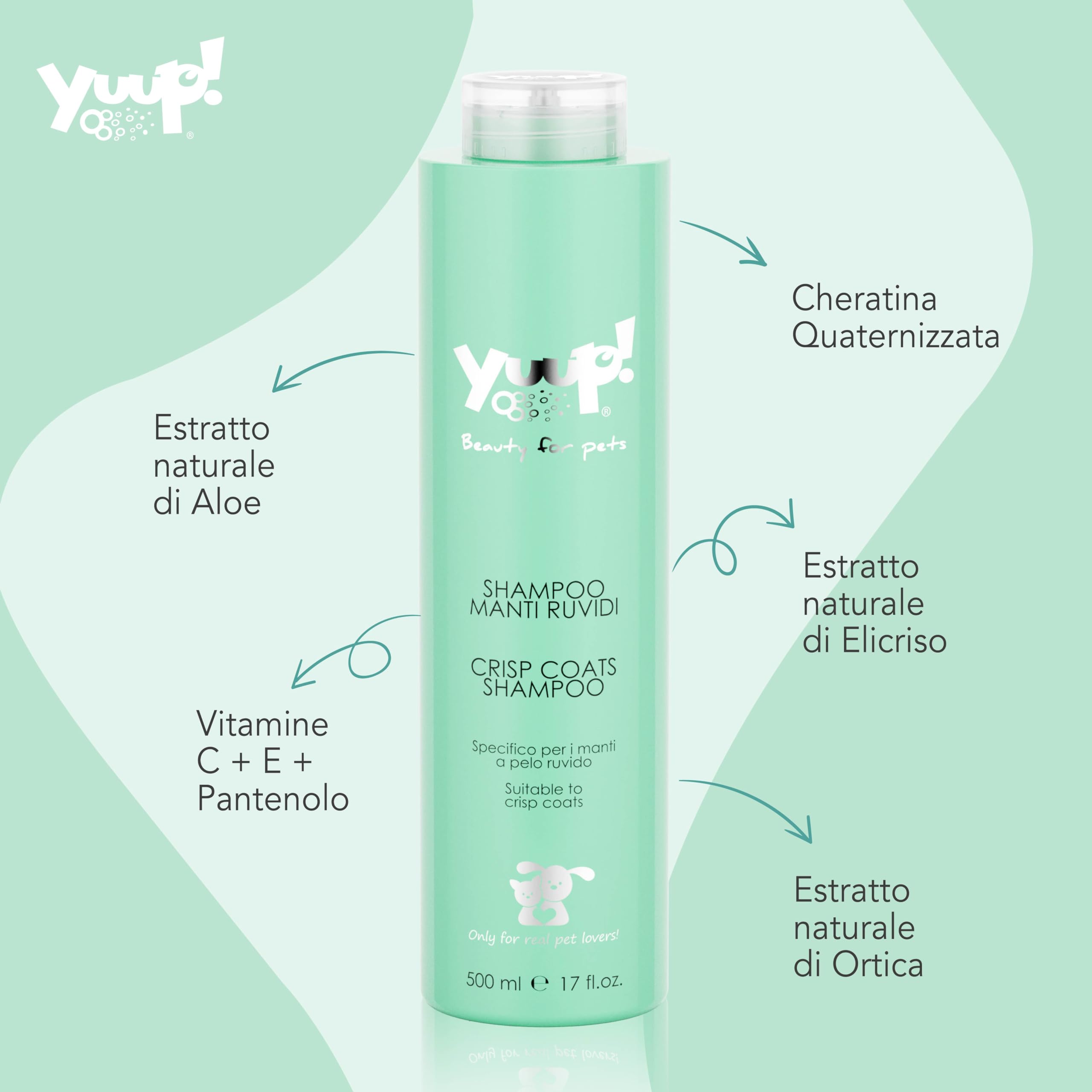 YUUP! – Champú para Perros y Gatos, 500 ml, específico para Razas de Pelo Duro, Limpia sin Suavizar