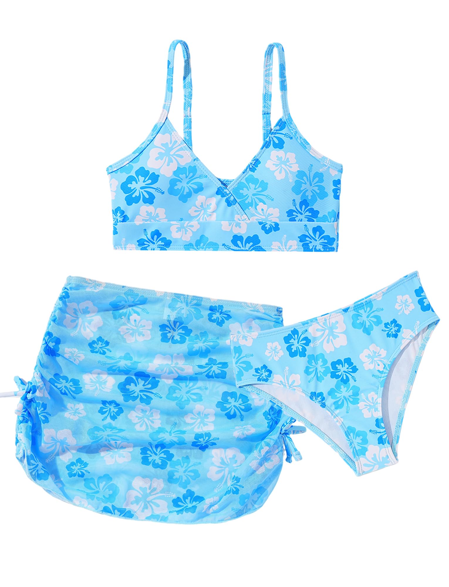 SEAUR Bikini Niña 3 Piezas Traje de Baño Verano Natación Moda Ropa de Playa con Falda Niña Tankini Piscina Ajustables 6-16 años