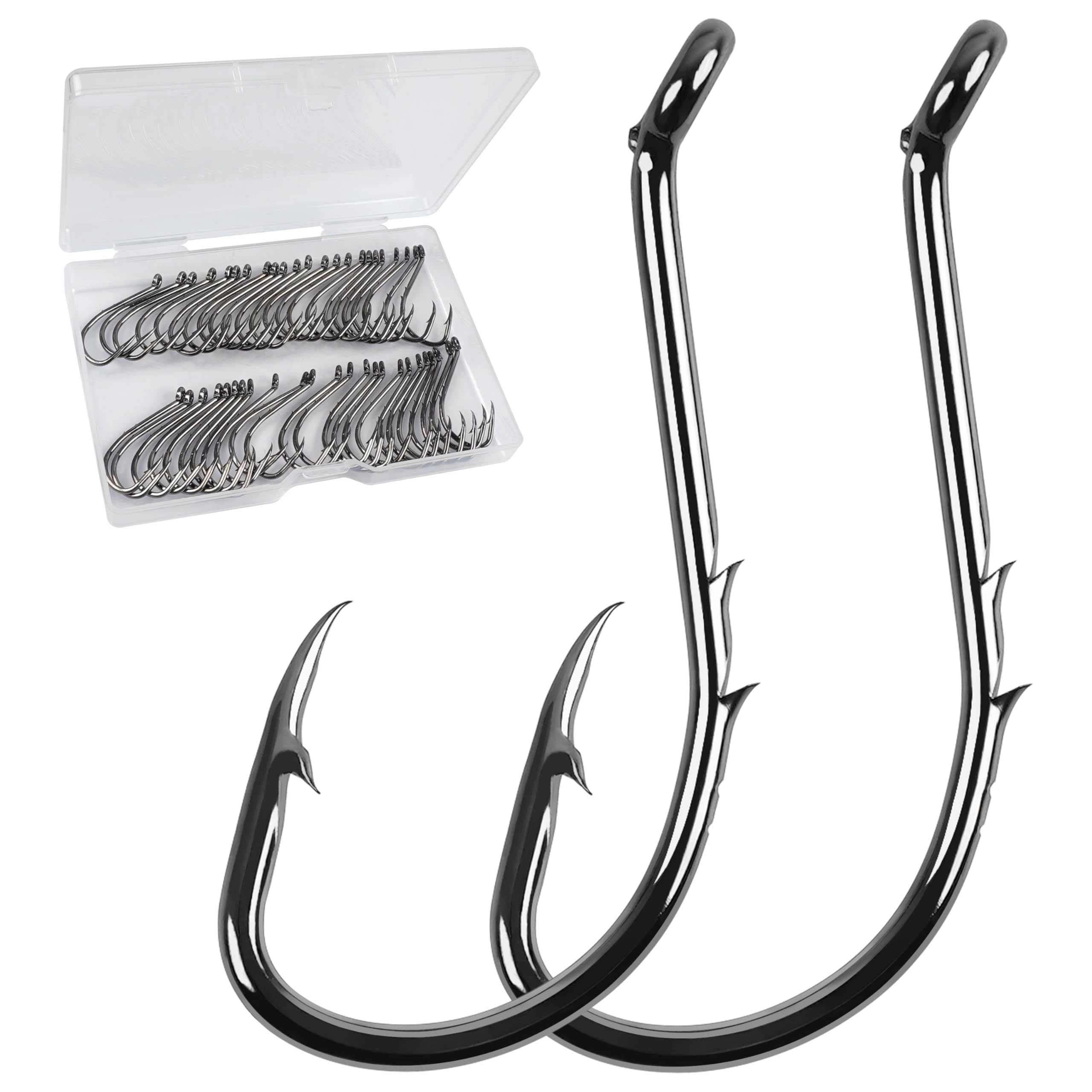 Octopus Baitholder Fishing Hooks Sharp Barbed Beak Fish Hooks Circle Hook High Carbon Steel Extra Sharp Closed Eye J Hook Size: 8# - 6/0#