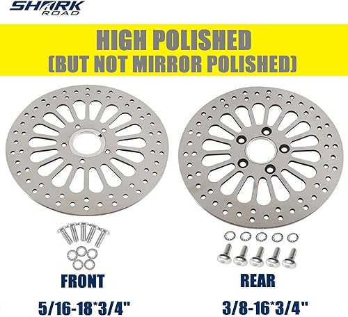 Miniatura 8 de SHARKROAD 1 rotor delantero y 1 rotor trasero de 11.5 pulgadas para Harley Davidson Touring Sportster Softail Dyna Rotor Actualización del sistema
