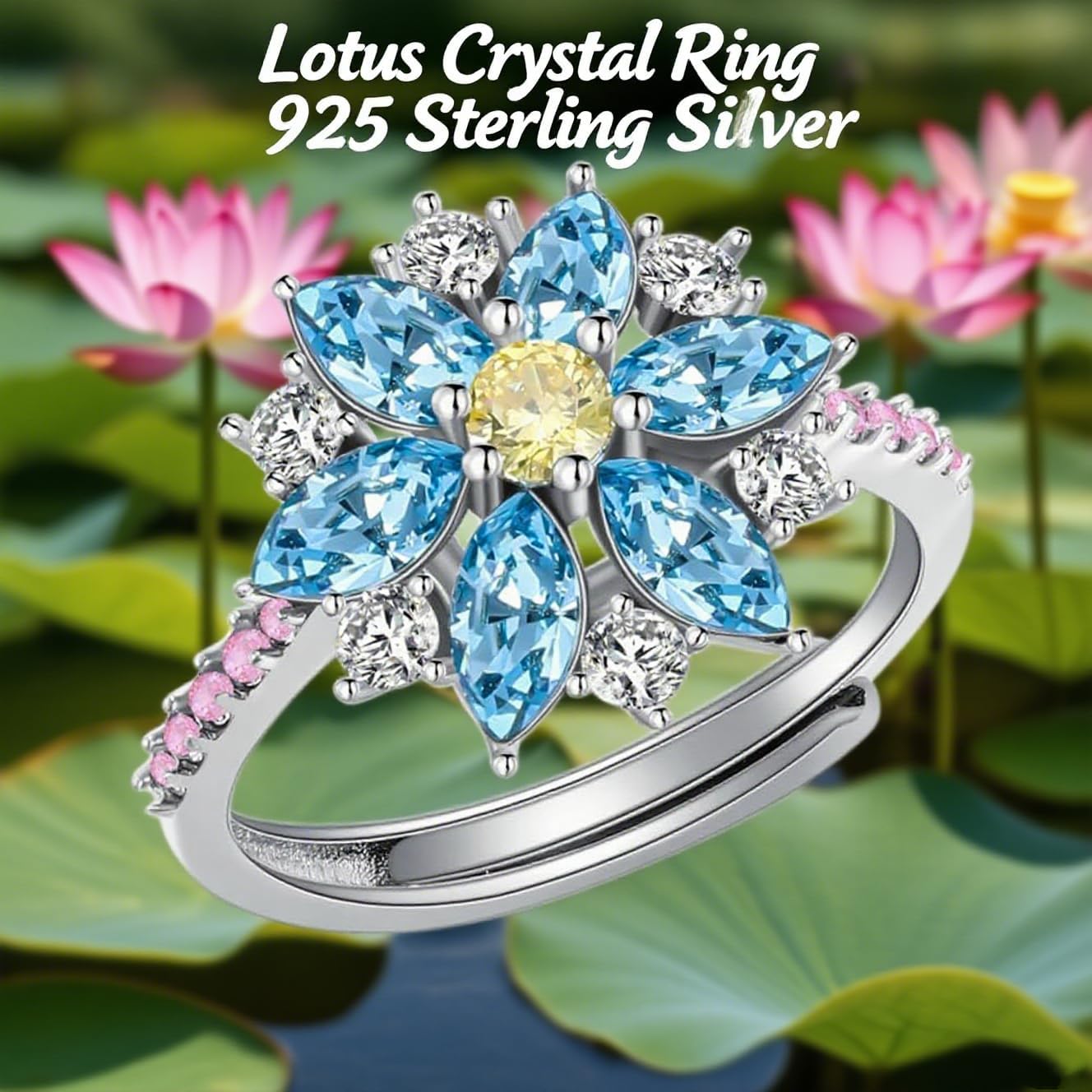 Flower Rings for Women 925 Sterling Silver Colored Gemstone Floral Rings for Mother Wife Her