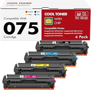 075 Toner Cartridge Set 075H MF665CDW LBP646Cdw MF663Cdw Compatible for Canon Color ImageCLASS MF660c MF662CDW LBP647Cdw LBP640c LBP640 MF660 Printer 4 Pack High Capacity Black Cyan Yellow Magenta
