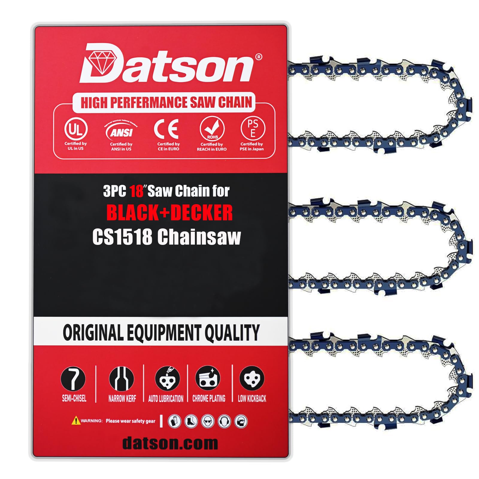 Amazon.com: 3PC 18 Inch Chainsaw Chain for BLACK+DECKER CS1518, 18
