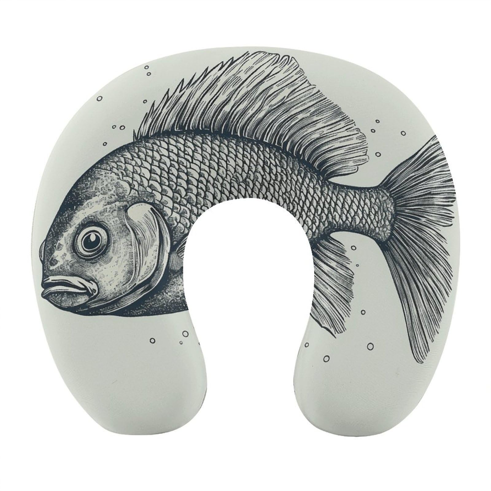 Btcowzrv Style Hand Drawn Small Fish U Shaped Neck Pillow Travel Pillows