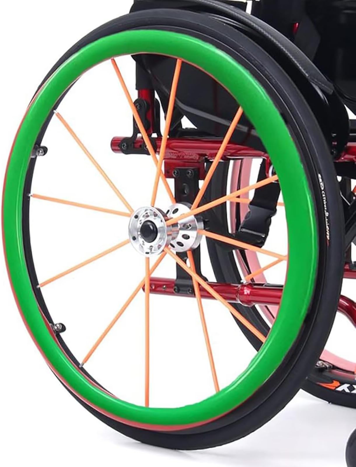 Wheelchair Push Rim Covers, 20/22/24in Non-Slip Rear Wheel Sports Wheelchair Rubber Cover Hand Push Cover, Wear-Resistant, Improve Grip and Traction(Green/20in)