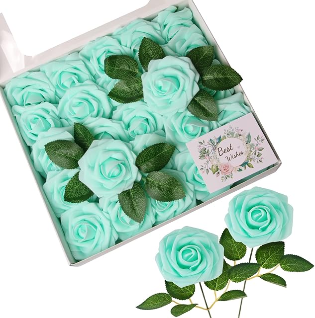 Amazon Brand - Umi 25PCS Artificial Roses, Foam Roses, Artificial Roses with Stems, Ideal for Weddings, Home Decoration, Anniversaries, Mother's Day, Valentines