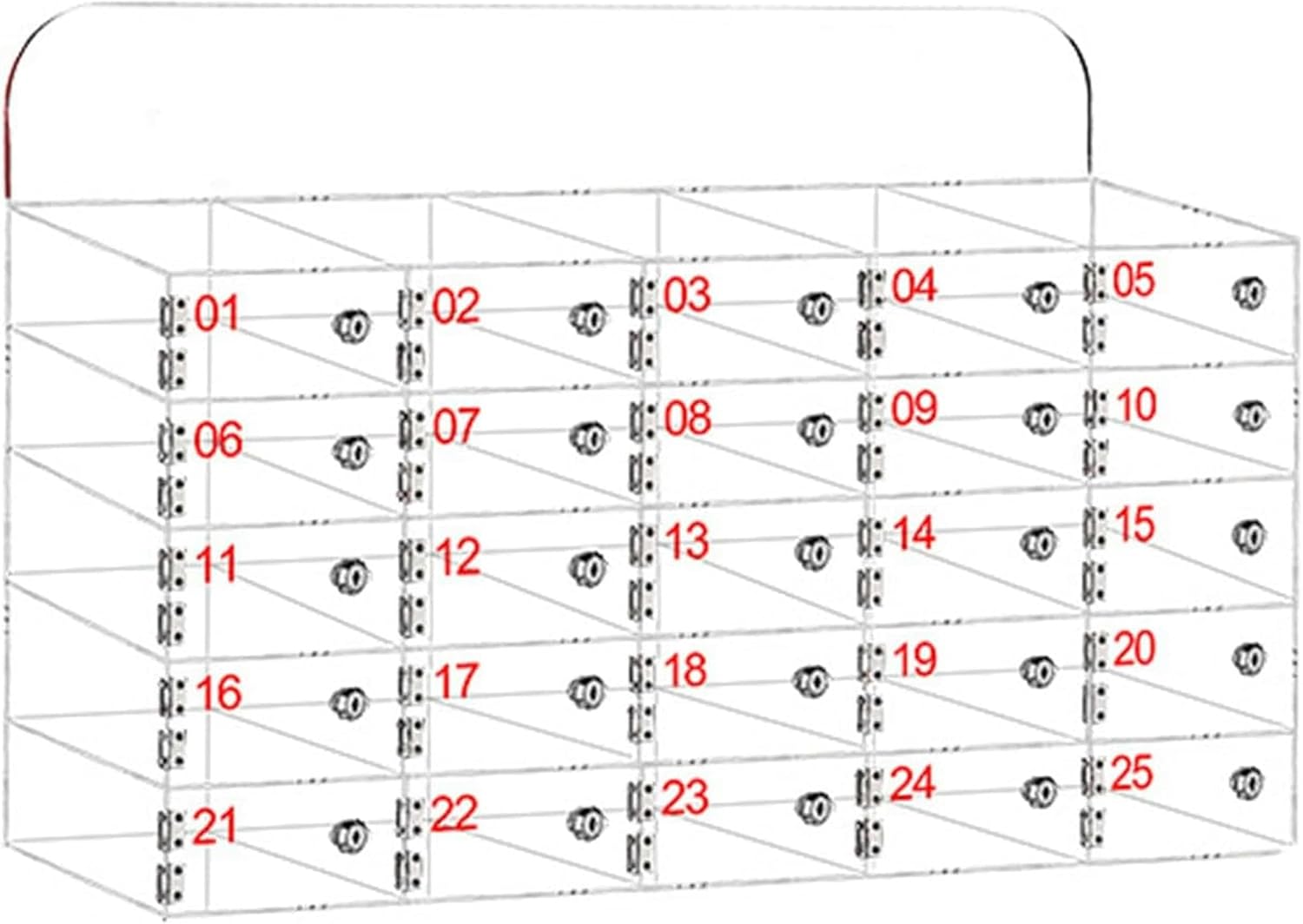 Mobile Phone Storage Box Transparent Acrylic Mobile Phone Security Locker with Key,Wall-Mounted Acrylic Cell Phone Organizer Cabinet with Locks, 25 Slot Clear Storage Locker for Factory Empl