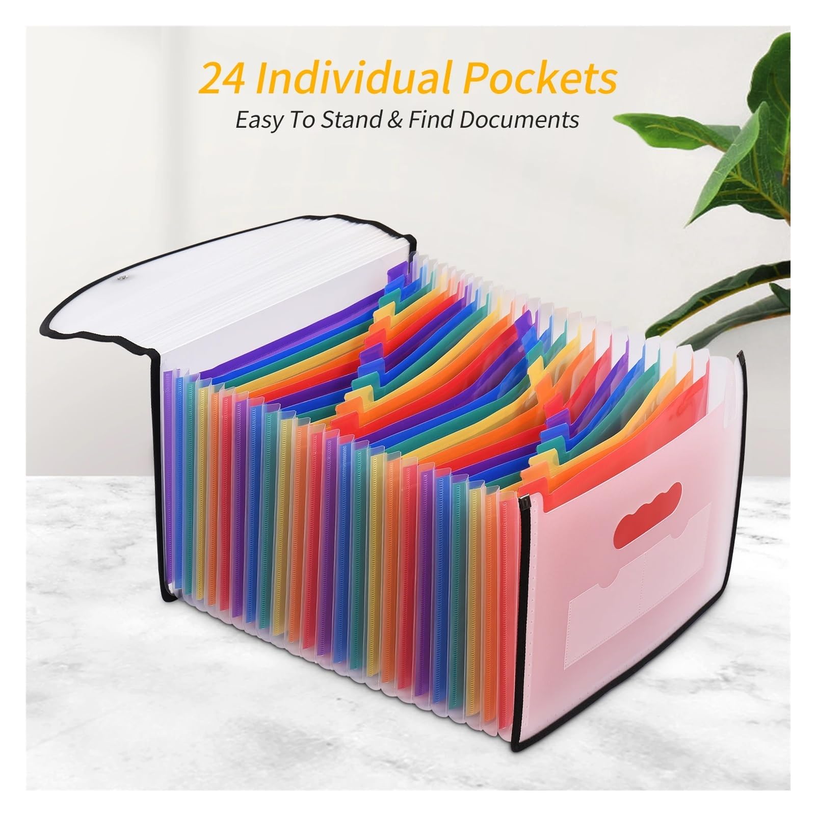 Dokumentenbox Akkordeon-Ordner-Organizer, 24 Taschen, erweiterbare Aktenhülle mit Abdeckung, Dokumenten-Organizer im Briefformat A4, Regenbogenfarbe(Tyoe 2)