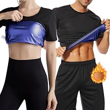 Sweat Sauna Suit for Men Women Sauna T-Shirts Body Shaper Sweat Vest Sauna Tops Waist Trainer Slimming Weight Loss Workout Suit Exercise Fitness Short Sleeve Training Jackets Clothes