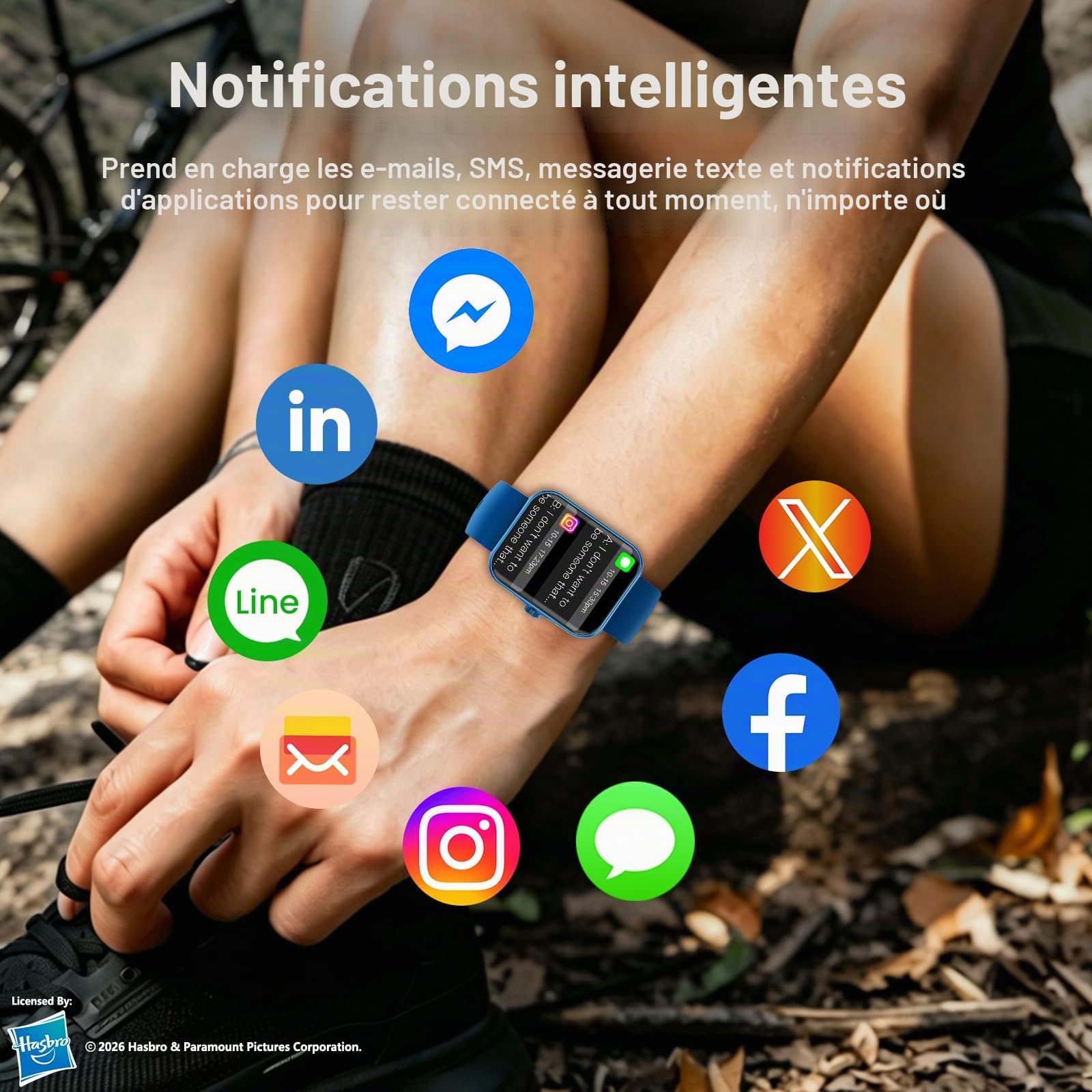 Montre Connectée Enfant, Montre Intelligente Fitness pour Enfant, Bleu