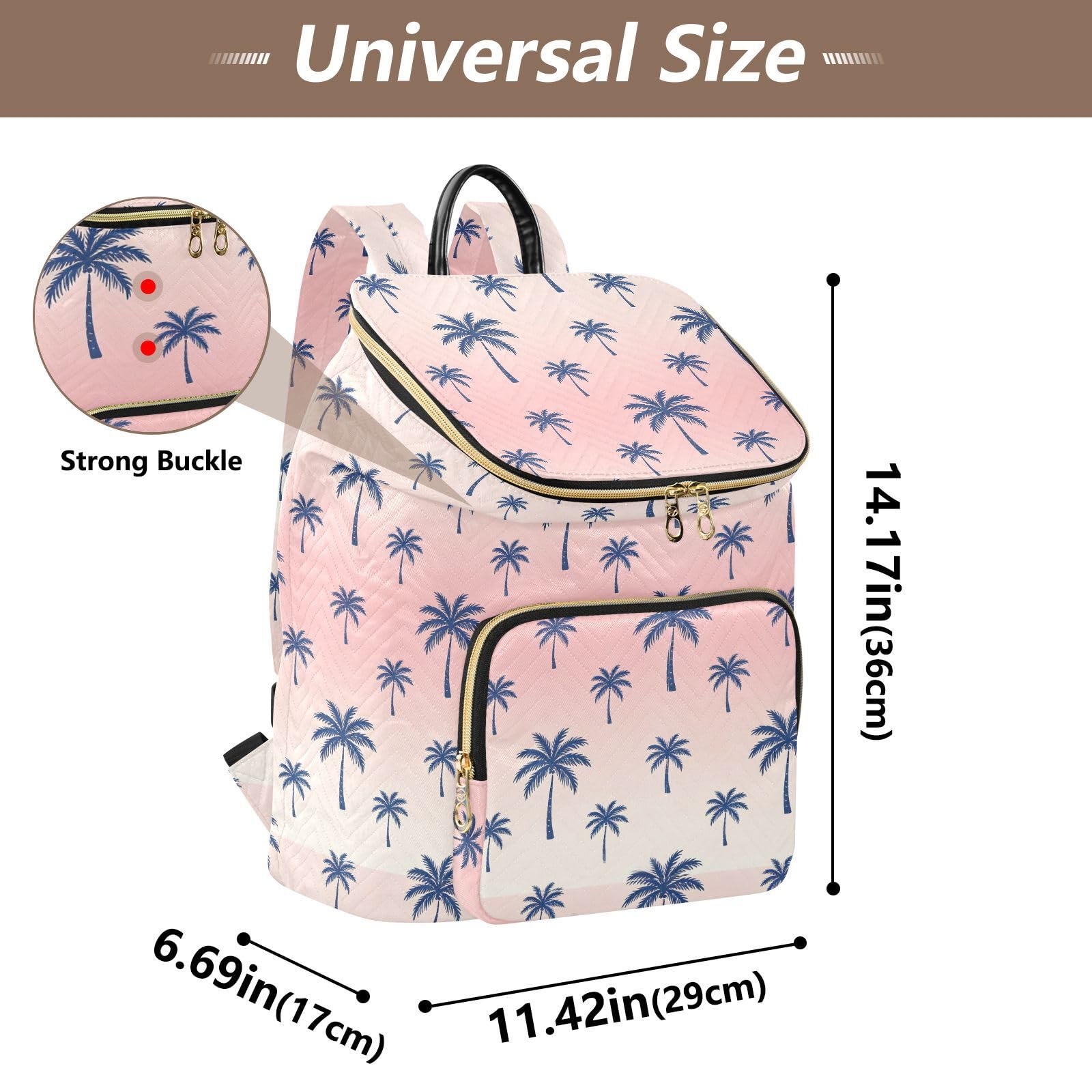 Zaino da donna, 15 l, alla moda, morbido, leggero, adatto a tutti gli abbinamenti | Materiale trapuntato antiusura forma flessibile multi cerniera stoccaggio per le signore viaggio sport gite quotidiane