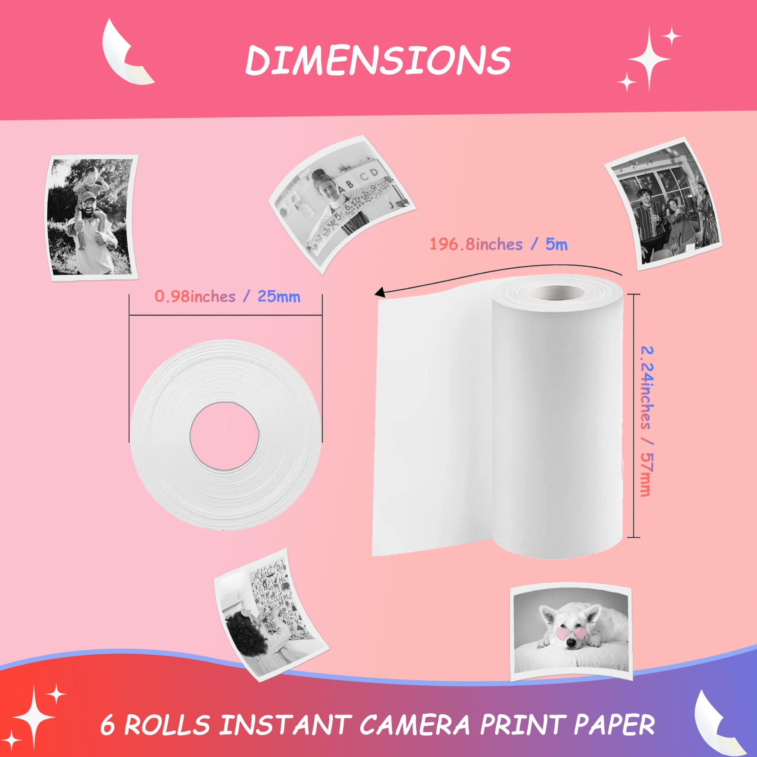 MIARALA 6 Rollen Sofortbildkamera-Nachfülldruckpapier, HD-Papierkamera, Kidizoom Druckkamera-Papier-Nachfüllpackung für die meisten Kinder-Sofortbildkameras