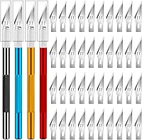 Vista 12 de DIYSELF Paquete de 23 cuchillos de precisión para manualidades, 1 cuchillo Exacto con 20 cuchillas de repuesto para arte, álbumes de recortes