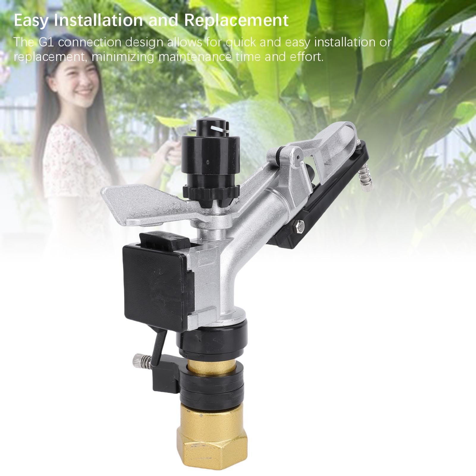 Tissting Pistola Riego Automático Giratorio Ahorro Agua Zinc - Pistola Aspersión Granja Jardín 8-20m/26-65ft G1 Todo Terreno