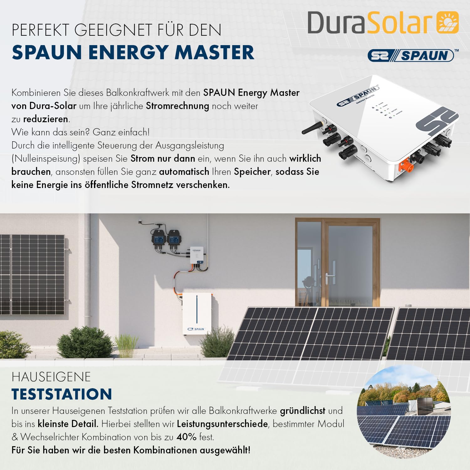 SPAUN Balkonkraftwerk 1000W p | 800W Komplettset mit bis zu 1300Wp bifazialer PV-Leistung und 3m Anschlusskabel zum Einstecken in die Steckdose - Wifi Fernüberwachung, Mini-PV-Anlage, N-TOPCon