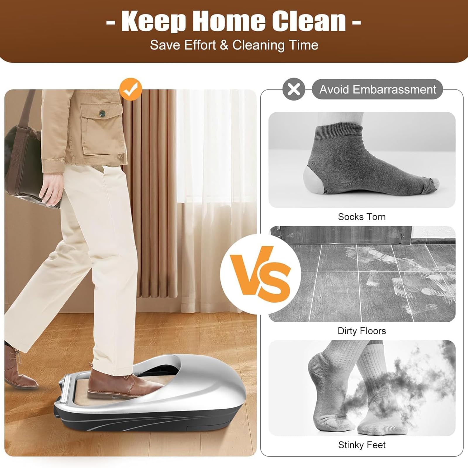 MRKU Dispensador automático de cubrezapatos con película de PE, Protector de Suelo Manos Libres para el hogar, la Oficina y la clínica.