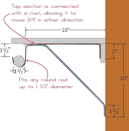 Miniatura 3 de Desunia Barra de armario ajustable y soporte de estante - Blanco - Juego de 2