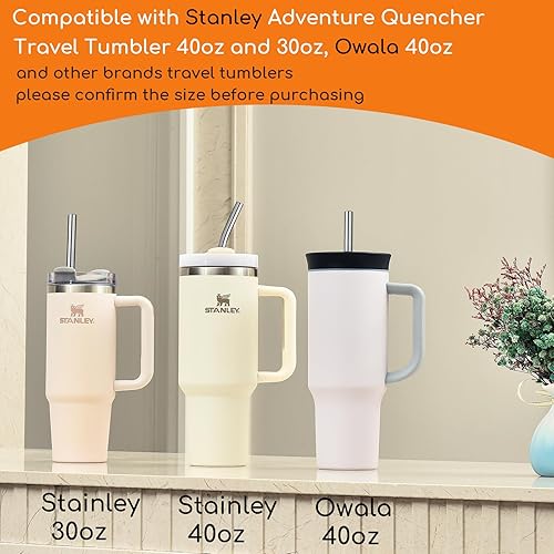 Miniatura 3 de ALINK Paquete de 10 popotes de repuesto para Stanley de 40 onzas y 30 onzas, popotes de plástico transparentes reutilizables de 12 pulgadas de largo