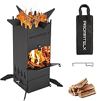 Vista 1 de Portable Rocket Stove, Wood-Burning Stove & Backpacking Stove, Windproof Design with Carry Bag, Perfect for Backyard & Outdoor Cooking (Small)
