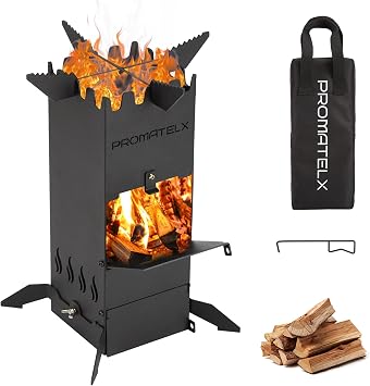 Portable Rocket Stove Wood Stove Backpacking Stove Windproof Design with Carry Bag Perfect for Backyard and Outdoor Cooking Small