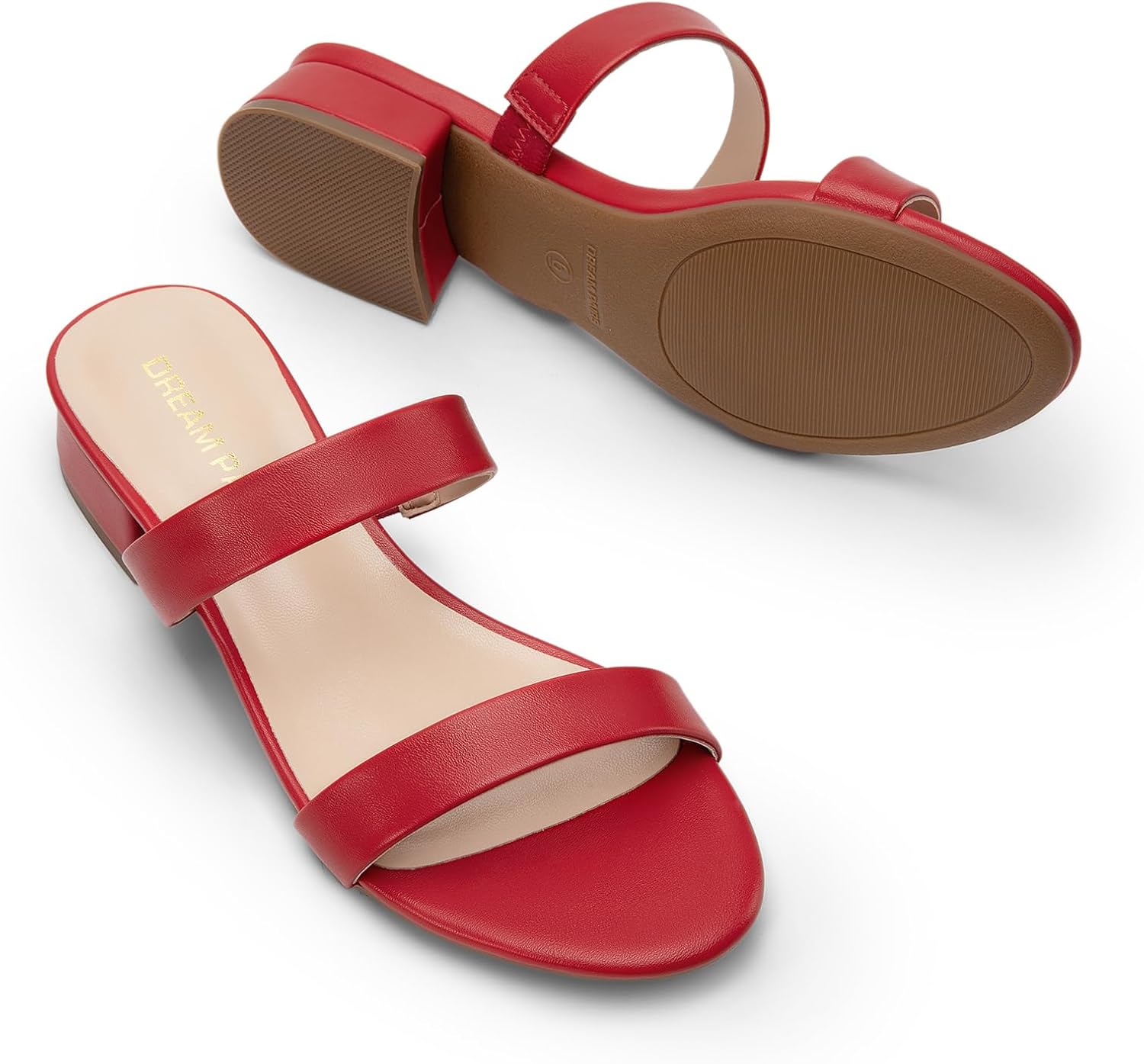 DREAM PAIRS Women's Slides Heels Slip On Low Block Sandals Two Strap Open Round Toe Chunky Casual Summer Mules Shoes - Image 4