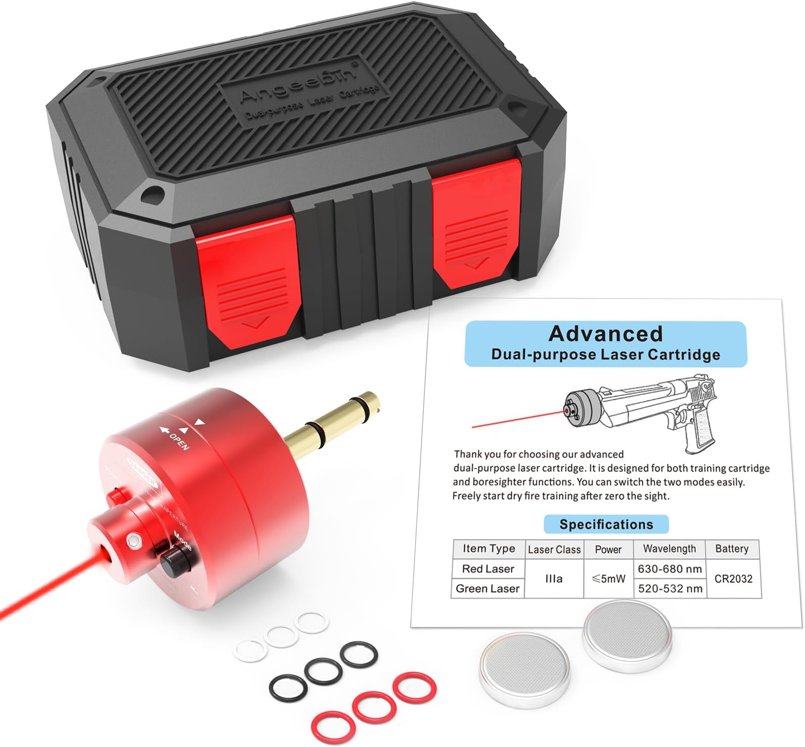 Laser Training Cartridge/Laser Target Suitable for Dry Fire Training, Laser Bullet with Spare Accessories