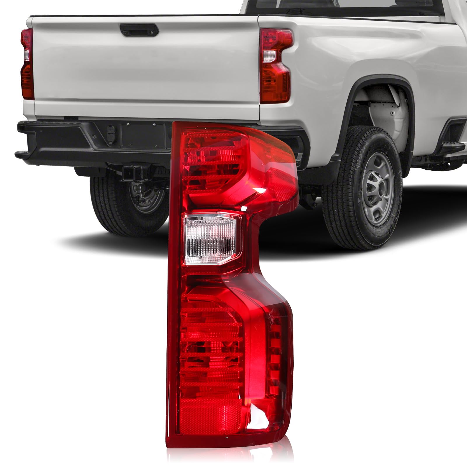 PARTREE Halogen Tail Light Assembly Compatible with 2019-2023 Chevy Silverado 1500 2500HD 3500HD Direct Replacement Rear Lamp GM2801308 84554657 (Right Passenger Side)
