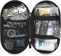 Vista 4 de Kitgo Kit de primeros auxilios para campamento con 113 herramientas de campamento y suministros médicos, kit de primeros auxilios impermeable