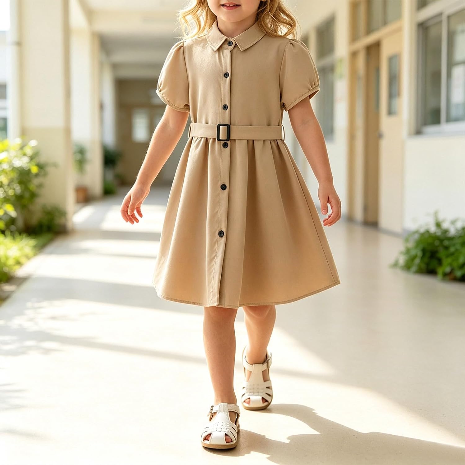 Girls School Uniform Dress Jumpers Girls Short Sleeve Polo Dress Casual Skirt Tennis Skorts