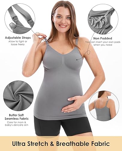 Miniatura 2 de HOFISH Camisetas sin mangas de lactancia para lactancia materna, cómodas y elásticas