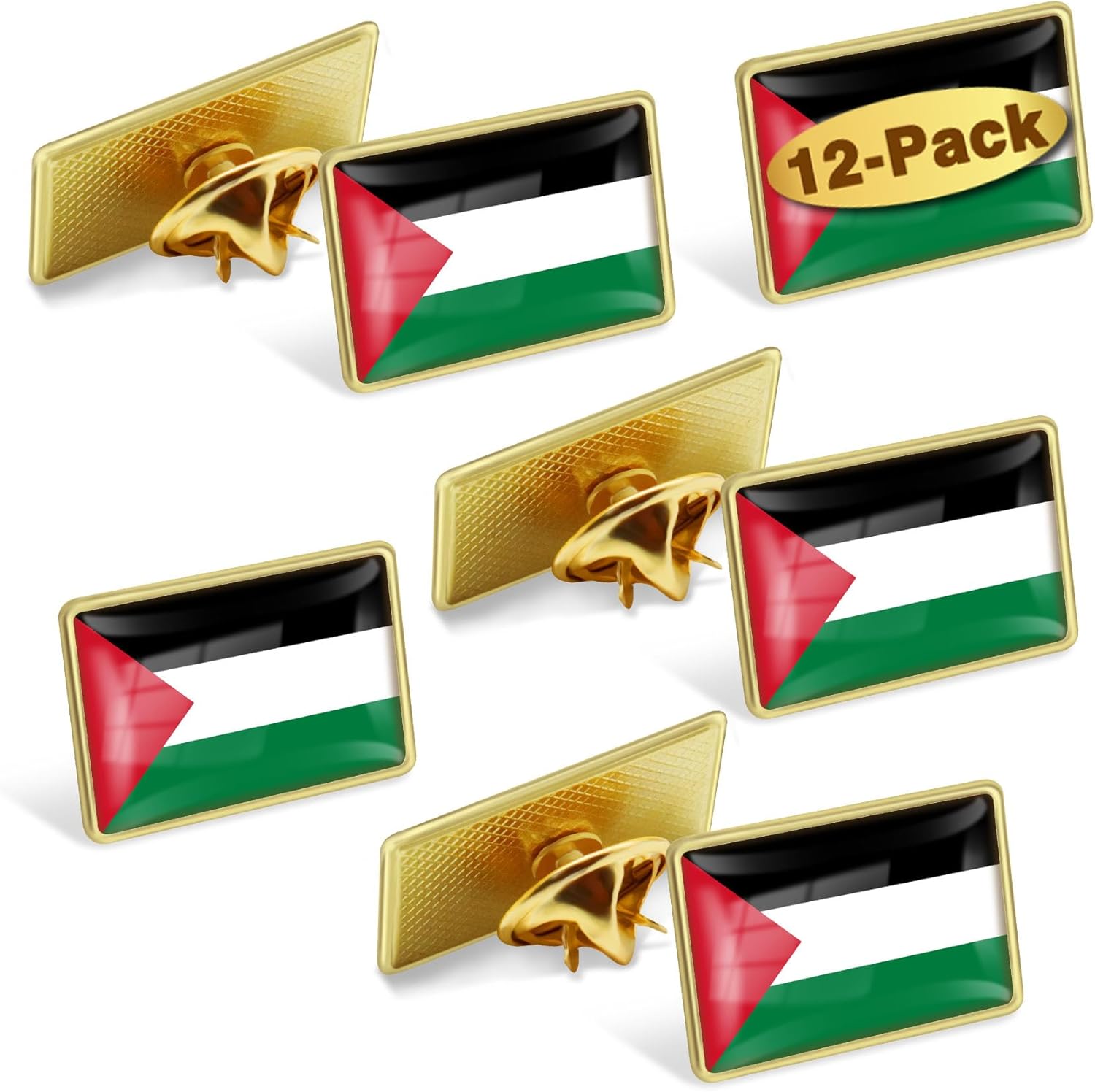 12/24/50/100Pcs Official Palestine Flag Lapel Pins Bulk - Metal Palestinian National Lapel Pin