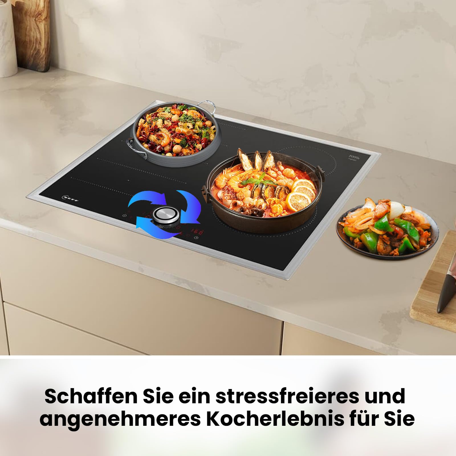 Drehknopf Herd 50mm Ø für NEFF/Bosch/Siemens/Gaggenau, Twistpad Ersatz für Kochfeld 6mm