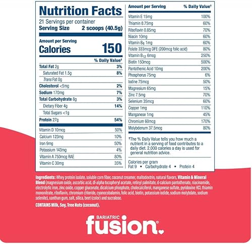 Miniatura 5 de Bariatric Fusion Reemplazo de comida de vainilla de 095oz de proteína en polvo 21 tina de porción para pacientes con cirugía bariátrica incluyendo