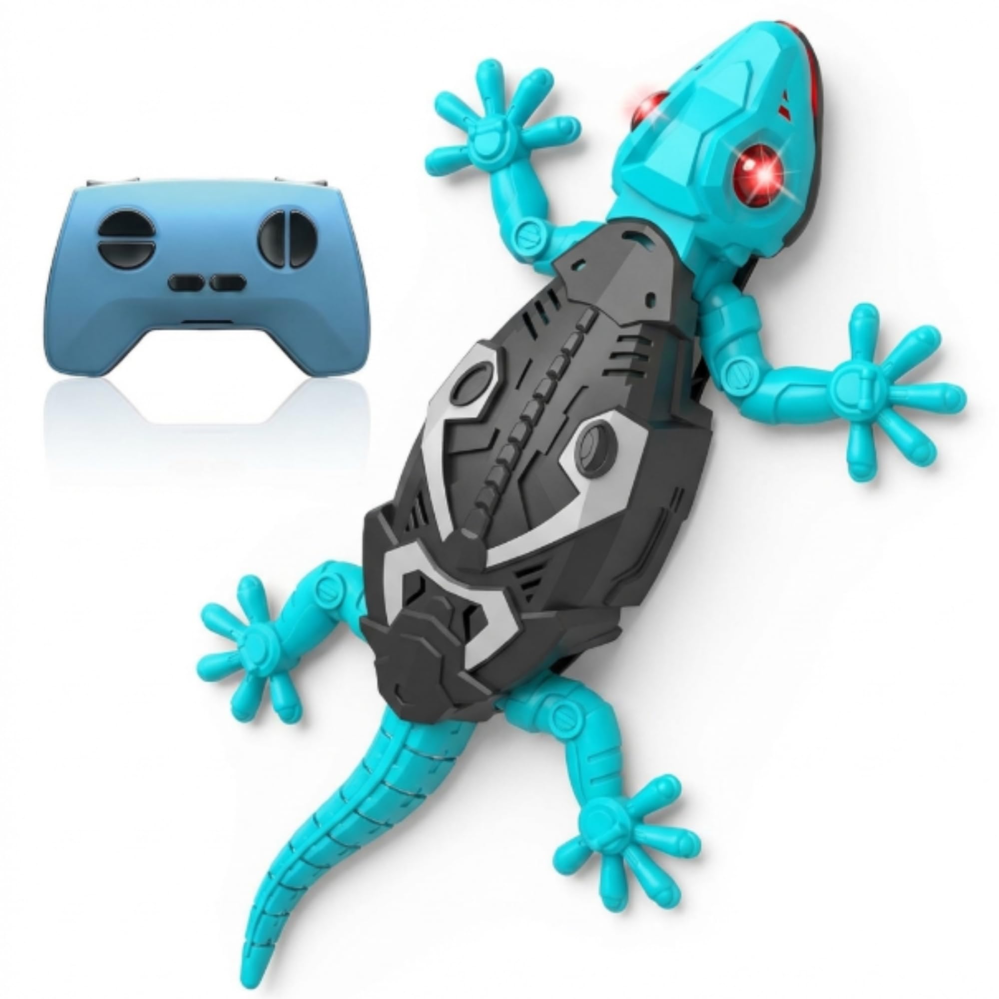 KidzValley Wall Climbing Lizard Toy Remote Control with LED Eyes | Wall Crawler Gecko | Floor Ceiling Crawling Climbs Walls & Floors | Rechargeable RC Toy | Funny Prank Toys | Blue