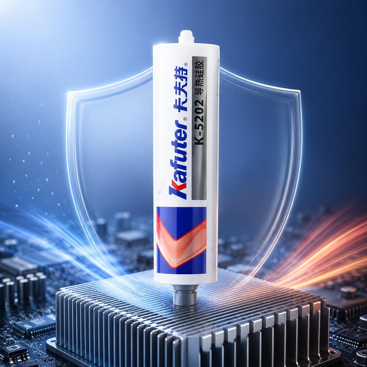 VIDOO Kafuter K-5202 300 ml Pneumatyczny Dozownik Zoptymalizowany RTV, Pneumatyczny Dozownik, Szara Pasta Termoprzewodząca do Hermetyzacji Zasilaczy Przemysłowych