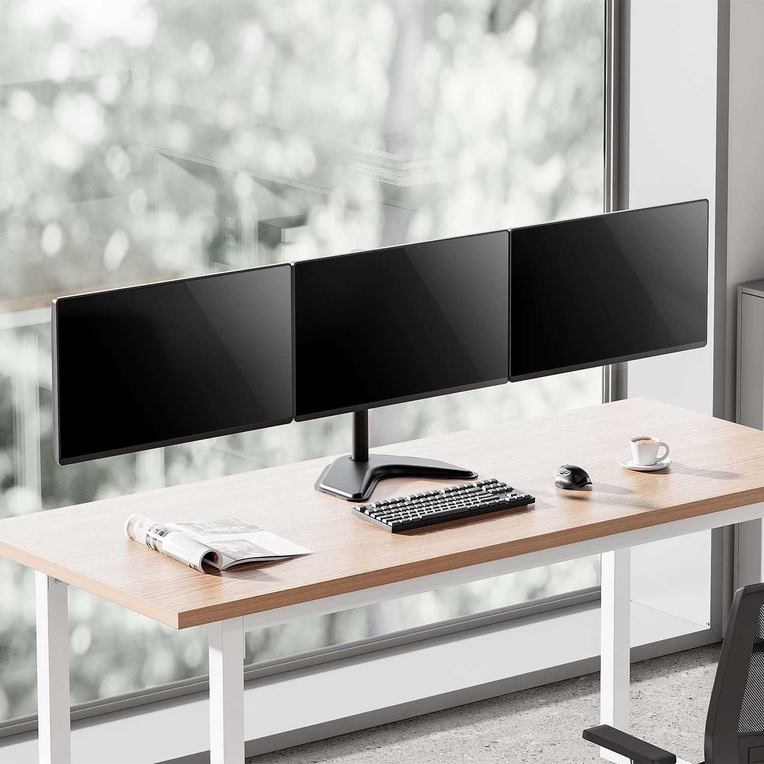Aisens Support de Table avec Socle Eco Rotatif et inclinable pour 3 écrans 10 kg de 13-27 Noir