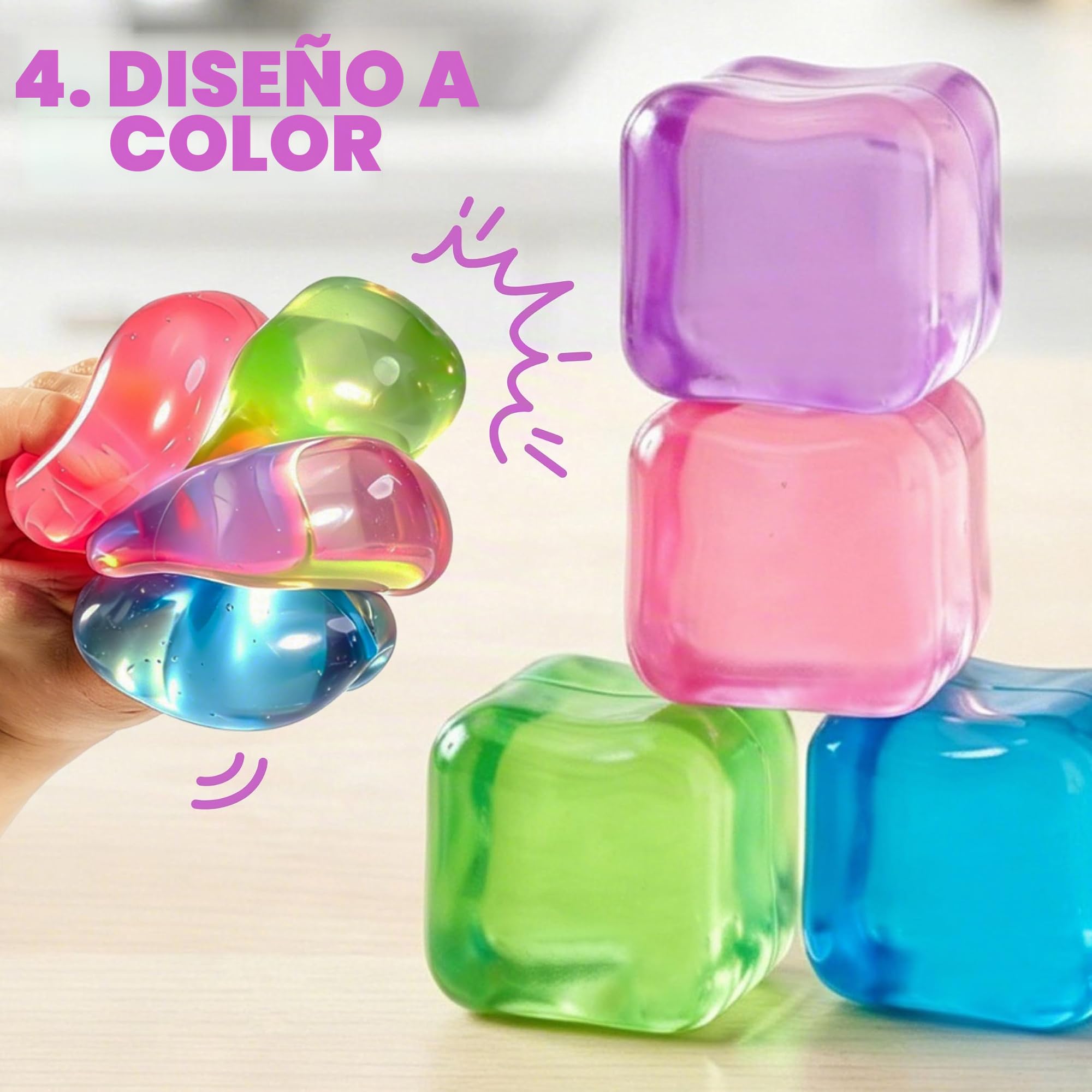 JOYIN 4 piezas de cubo de estrés, bola de estrés en forma de cubo, cubo de 5 cm de juguete antiestrés de alta compresión, juguetes sensoriales con forma de retorno lenta para adultos, regalos de