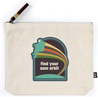 Lantern Press Space is The Place Collection, Rainbow Astronaut with Jetpack, Find Your Own Orbit, Contour (100% Cotton Canvas Travel Accessory Go Bag)
