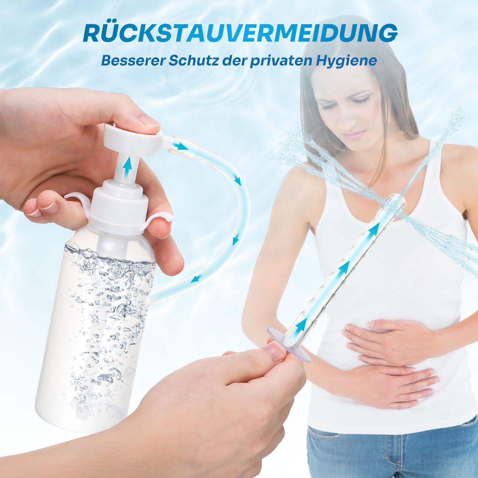 Sistema di pulizia vaginale riutilizzabile, doccia vaginale da 300 ml per le donne, doccia anale per gli uomini con pressione manuale, set di clistere per clistere intestinale siringa per clistere con