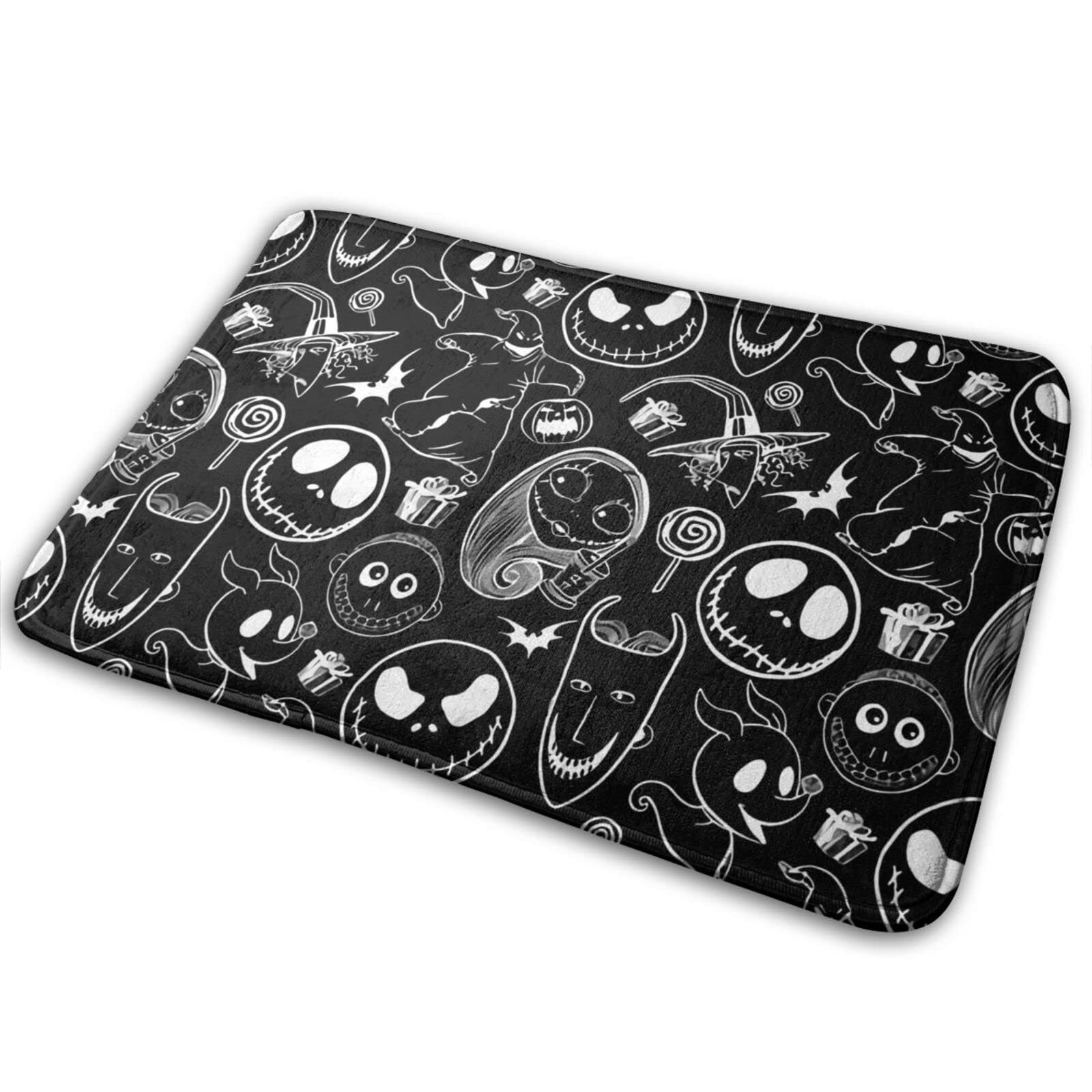 Scary Christmas Bath Mats Carpet Black 15.7" X 23.5 Inch Bathroom Rugs for Bathtub Funny Bathroom Decor Cute Plush Cozy Velvet Bathtub Mat ​Water
