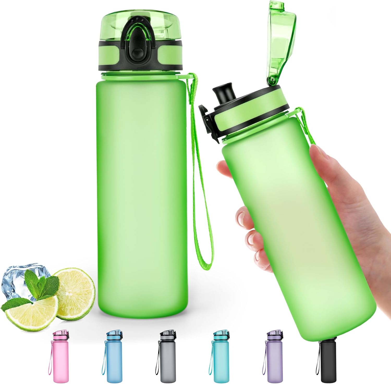 ZOMAKE 16 oz Clear Water Bottles Reusable Plastic Water Bottle BPA Free Small