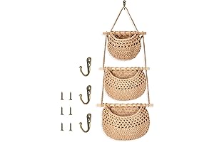Woven Boho Kitchen Storage Bliss: 3-Tier Jute Wall Fruit Basket