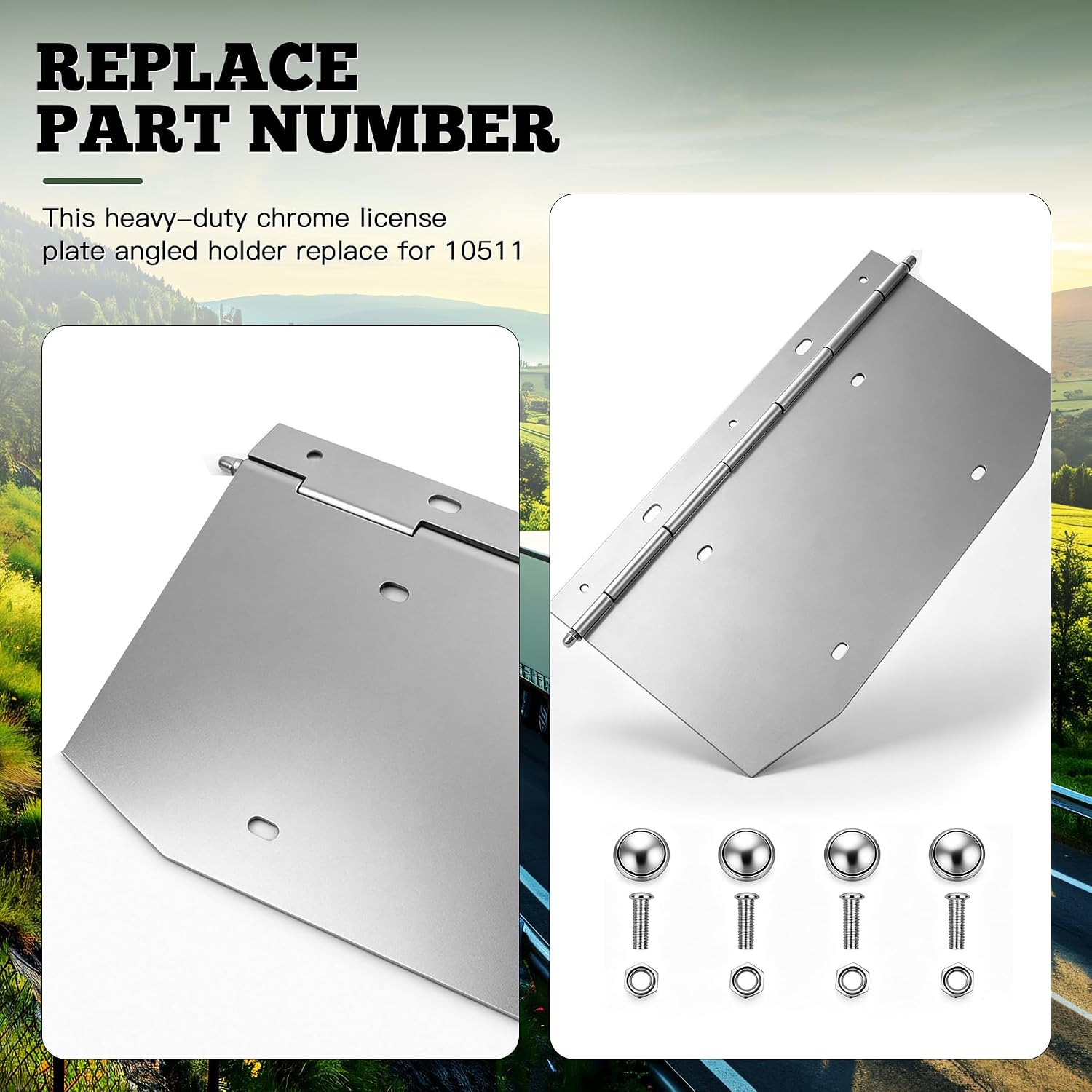 1Pack 10511 Heavy-Duty Chrome License Plate Angled Holder