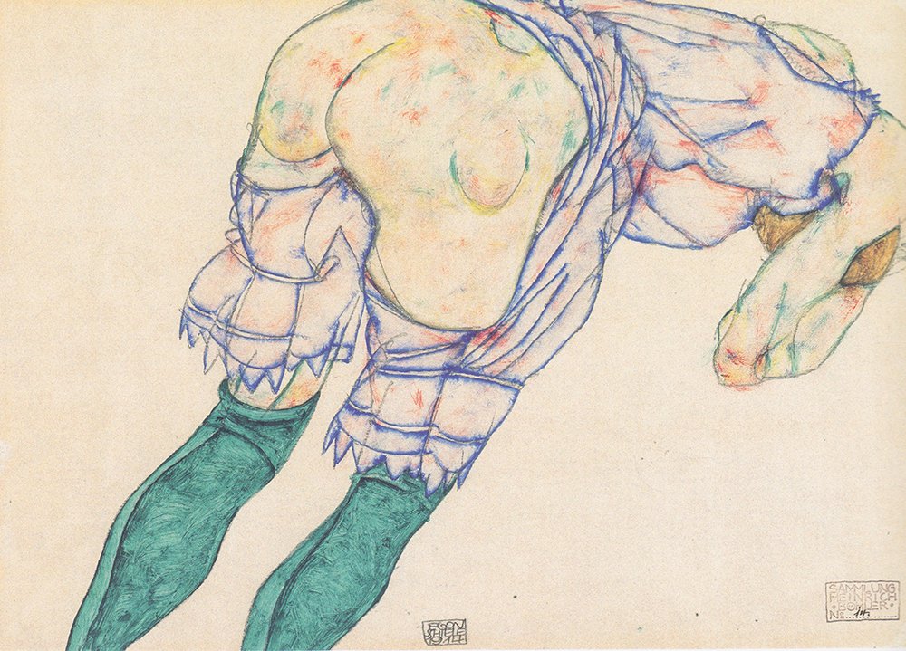 Cuadro Egon Schiele - Butt out chico impreso en papel Archival Matte con marco negro elegante
