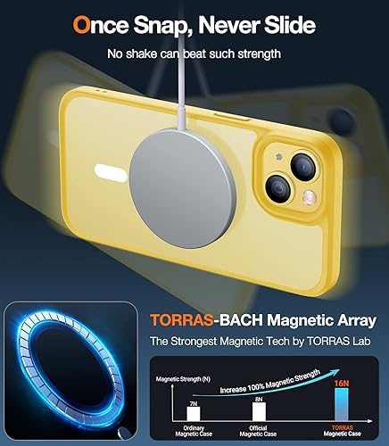 Miniatura 3 de TORRAS Funda magnética para iPhone 14 para iPhone 13, probada en caídas de grado militar de 10 pies, compatible con MagSafe, funda protectora