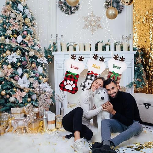 Miniatura 6 de Ulico Medias personalizadas para mascotas, medias de Navidad personalizadas para perros y gatos, medias de Navidad bordadas grandes en forma de pata