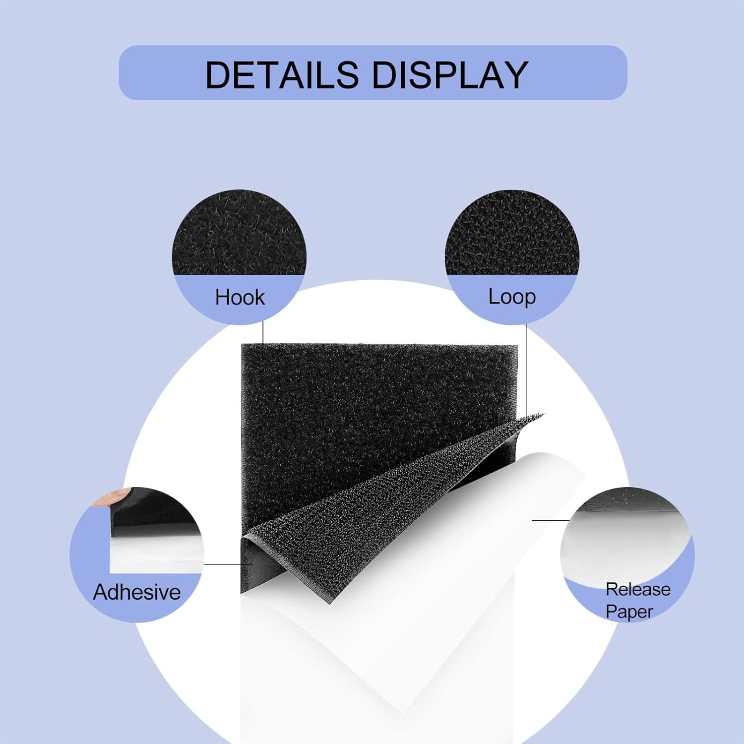 4x6 Inch Hook and Loop Strips, Heavy Duty Tape Strong Back 8 Sets, Industrial Strength Sticky Mounting Tape, Instead of Screws and Holes, Adhesive Fastener for Home Office Indoor Ourdoor Use - Image 2