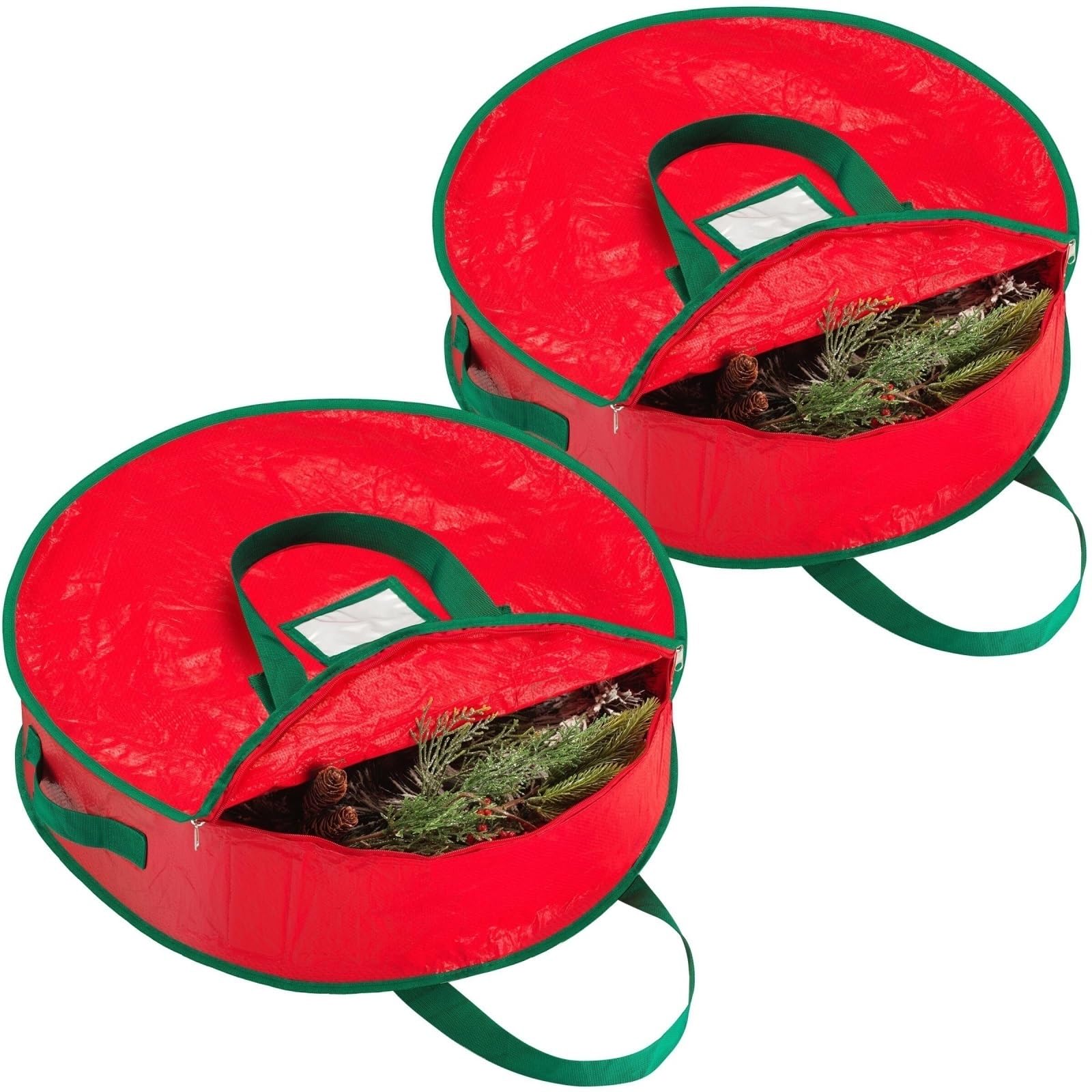 Aufbewahrungstasche für künstlicher Weihnachtskranz-Aufbewahrungstasche Mit Griff, Wasserdichtes Stoffmaterial Reißverschluss Weihnachtsbaum Tasche(91cm)